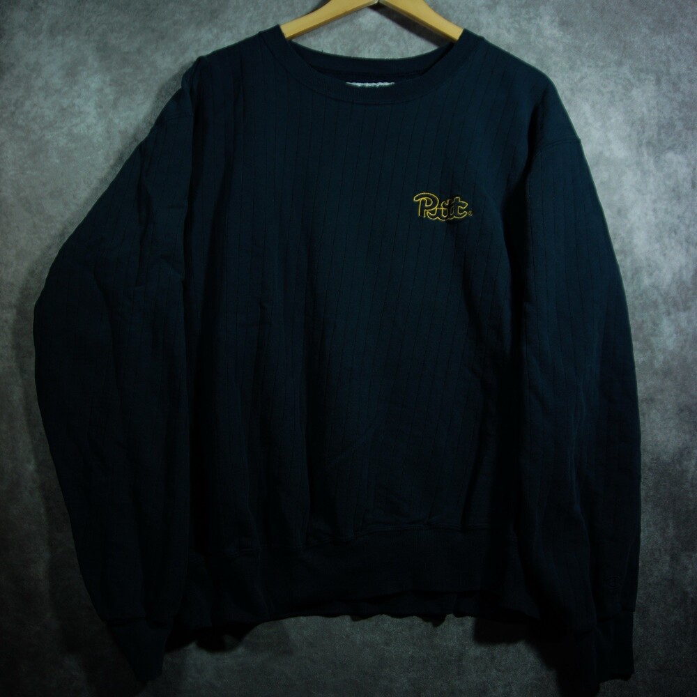 Vintage Champion Pitt Ribbed Fleece Sweatshirt XL Navy Blue